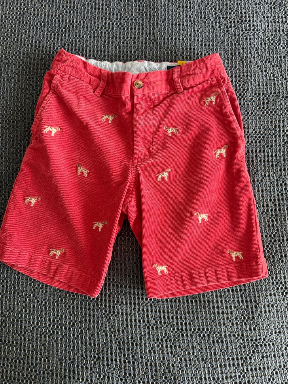 Polo by Ralph Lauren Red Embroidered Dog Motif Shorts